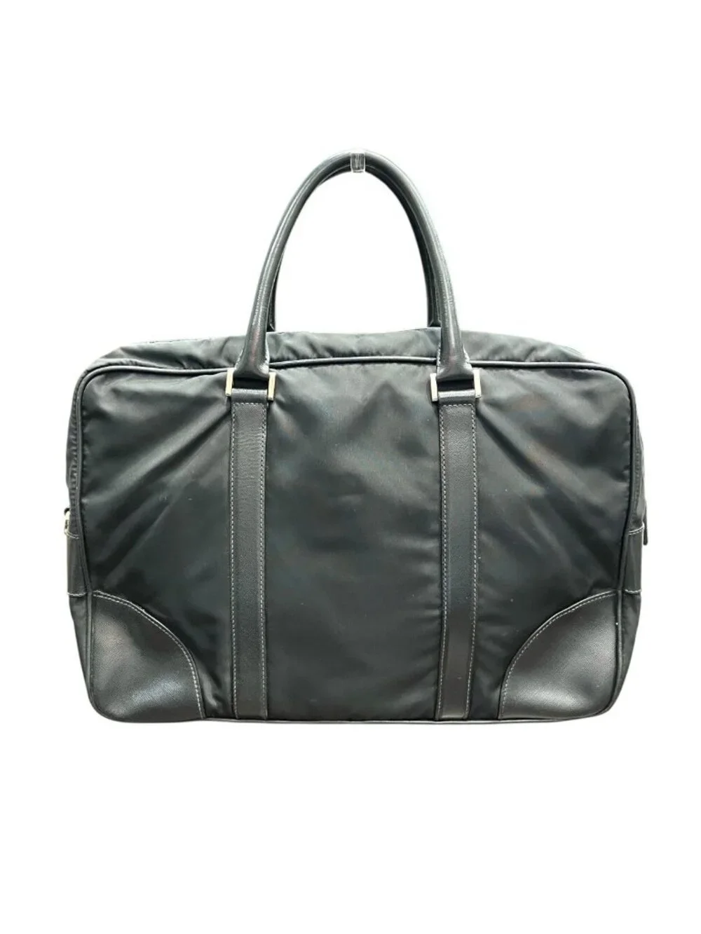 Prada Triangle Logo Briefcase Business Leather Nylon